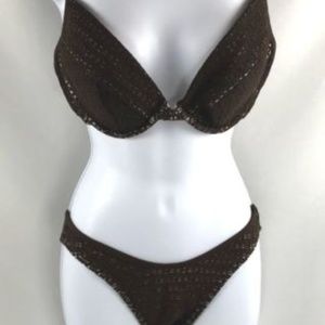 Victoria's Secret Brown Crochet Bikini Size 38D/M